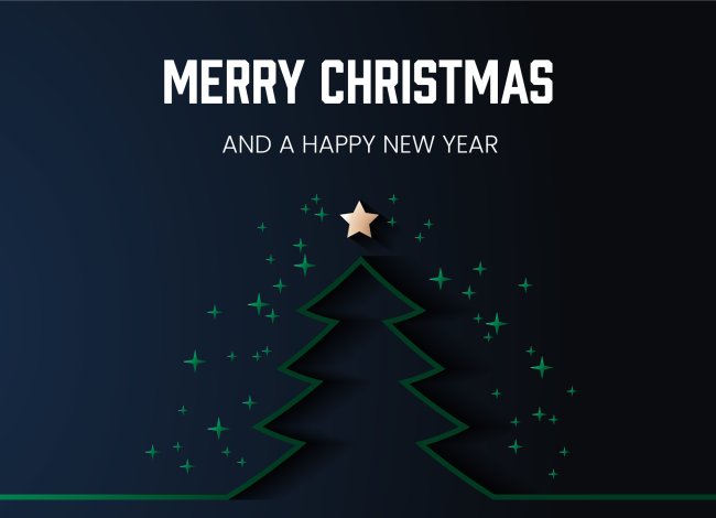 Merry Christmas wishes with a christmas tree.